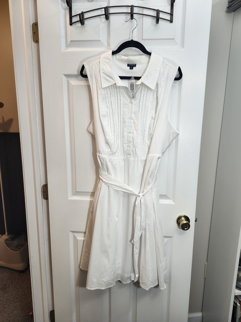 Torrid Sleeveless White Shirt Dress with Tie Waist, 3X, NWT
